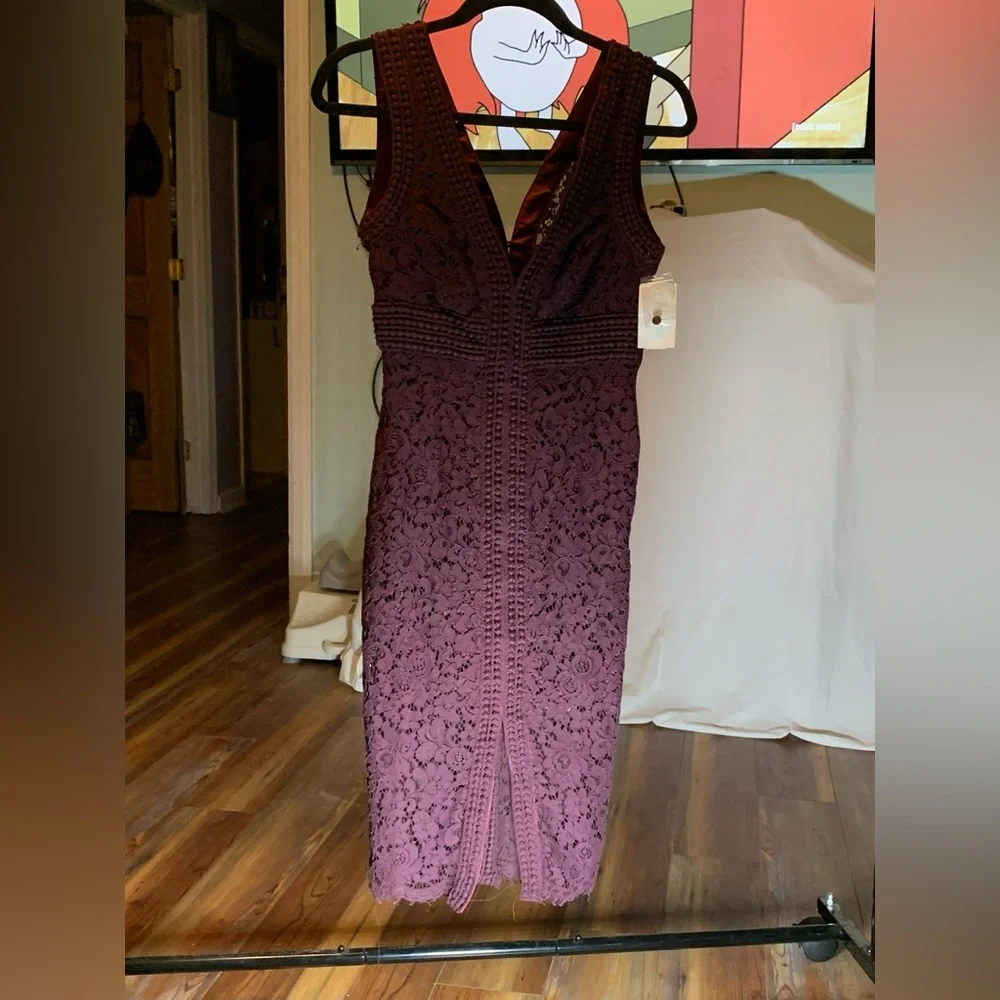 Bardot Deep Purple Lace Midi Dress - Picture 3 of 11